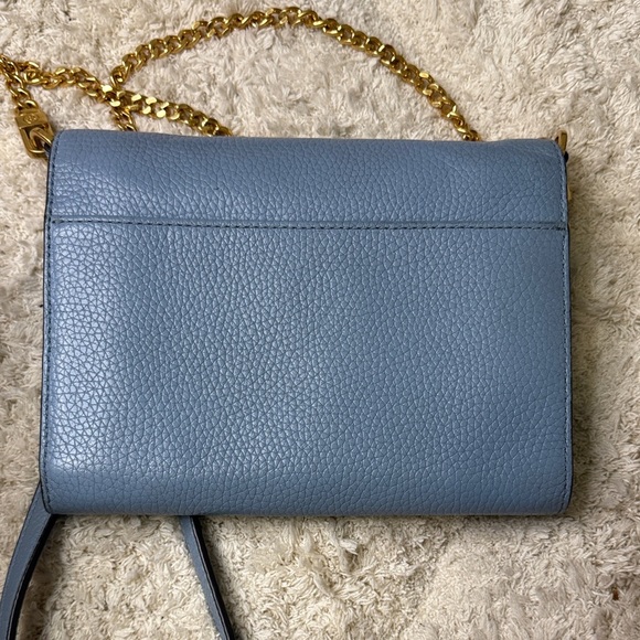 Tory Burch Sky Blue Britten Pebbled Leather Combo Crossbody Bag - Picture 5 of 13